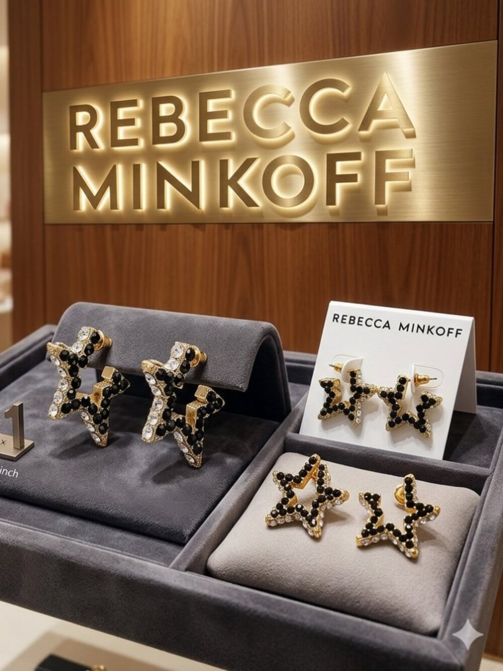 Rebecca Minkoff Super Nova Stone Hoop Earrings - Black & Gold